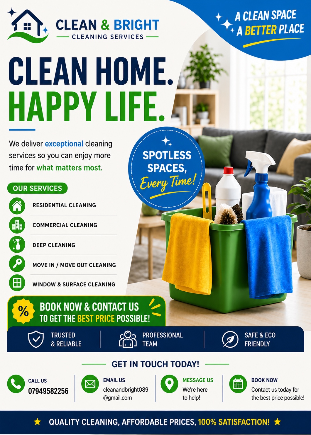 Clean and Bright cleaning flyer